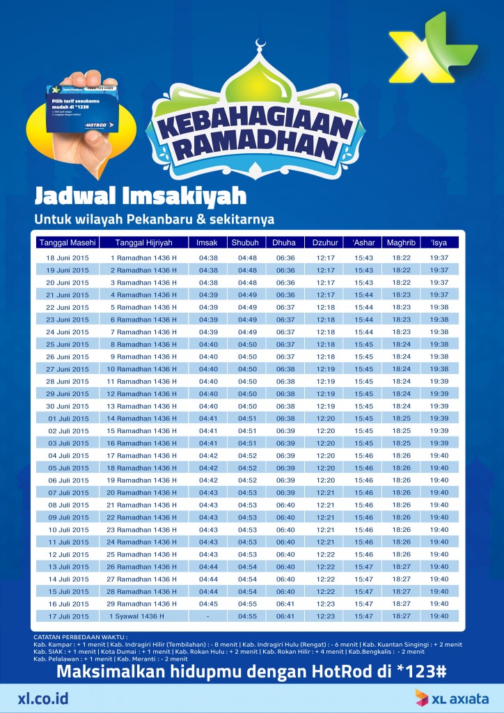 Jadwal Imsakiyah XL Pekanbaru